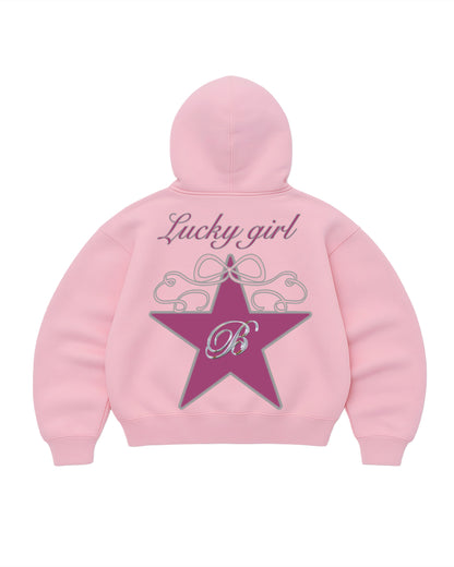 Hoodie  lucky modelo manga globo pink