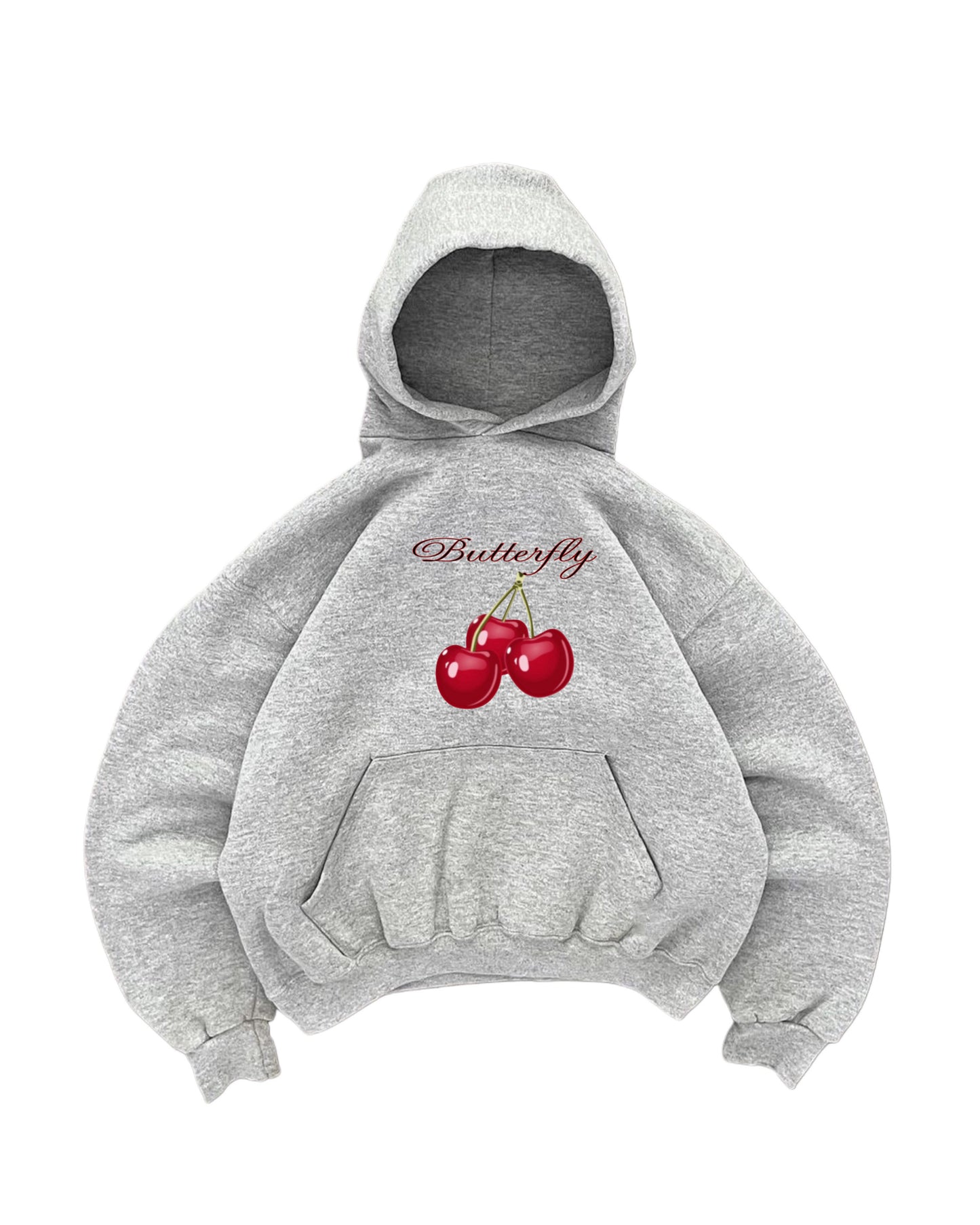 Hoodie cherry modelo manga globo gris