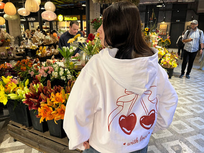 With Love - Hoodie Mangas Globos White