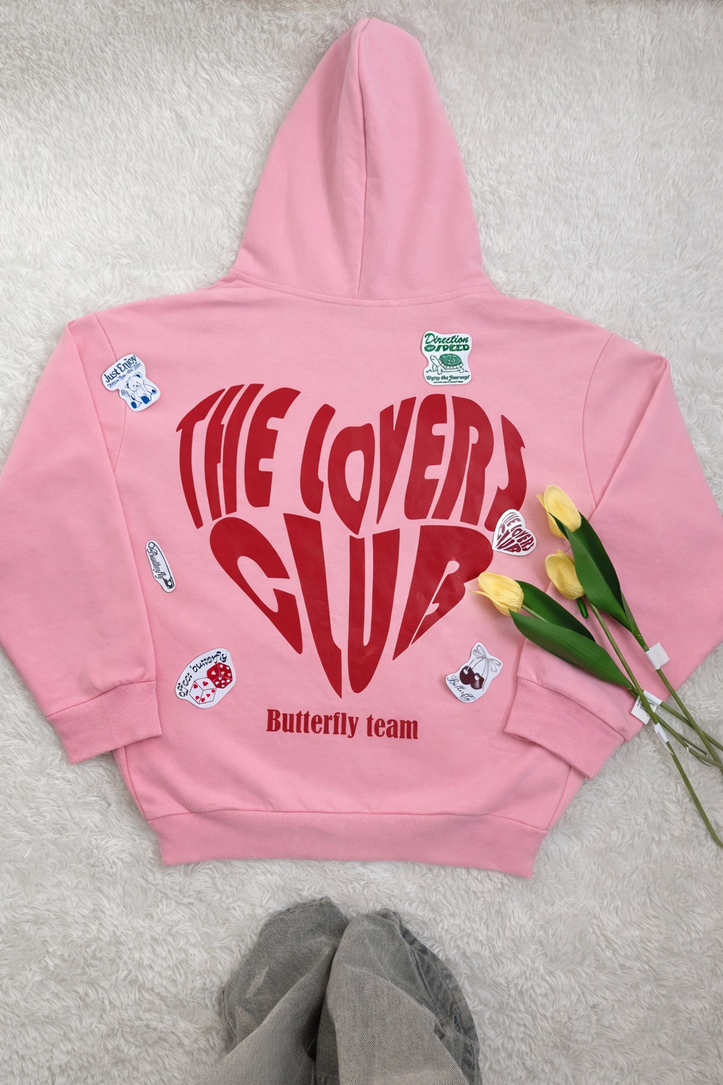 Hoodie the lovers club modelo manga globo pink