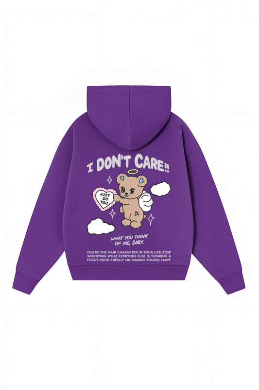Hoodie I dont care  modelo clásico zip