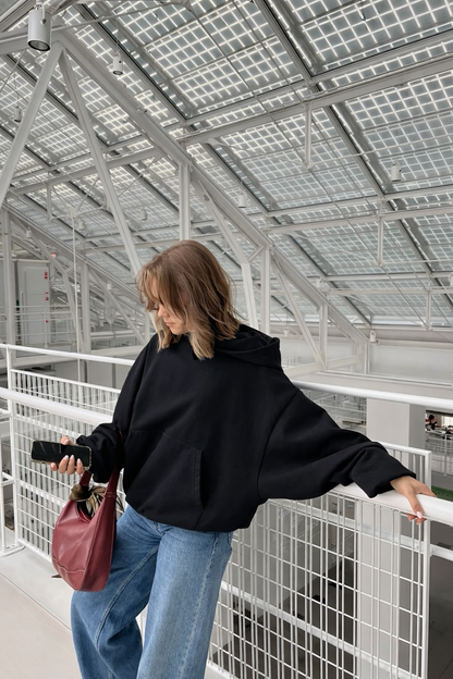 Basic Black - Hoodie Mangas Globo