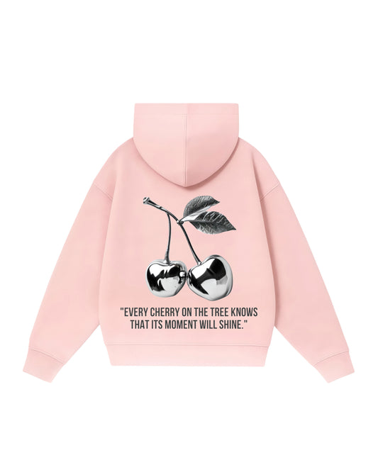 Hoodie cherry modelo clásico rosado pastel