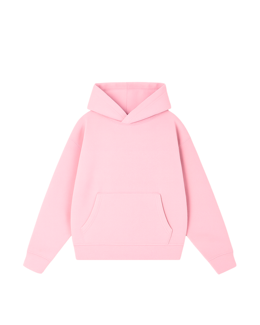 Hoodie basic rosado pastel modelo clásico