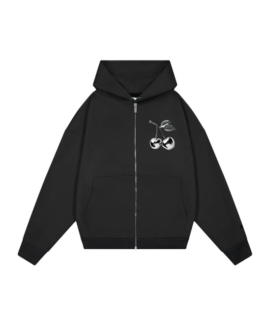 Hoodie cherry modelo clásico zip negro