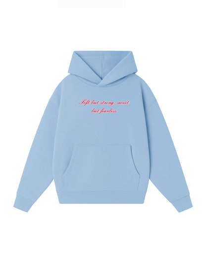 Hoodie cherry  modelo clásico celeste pastel