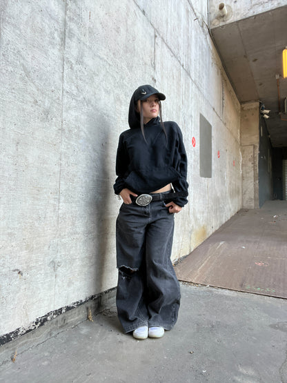 Hoodie basic negro modelo clasico★