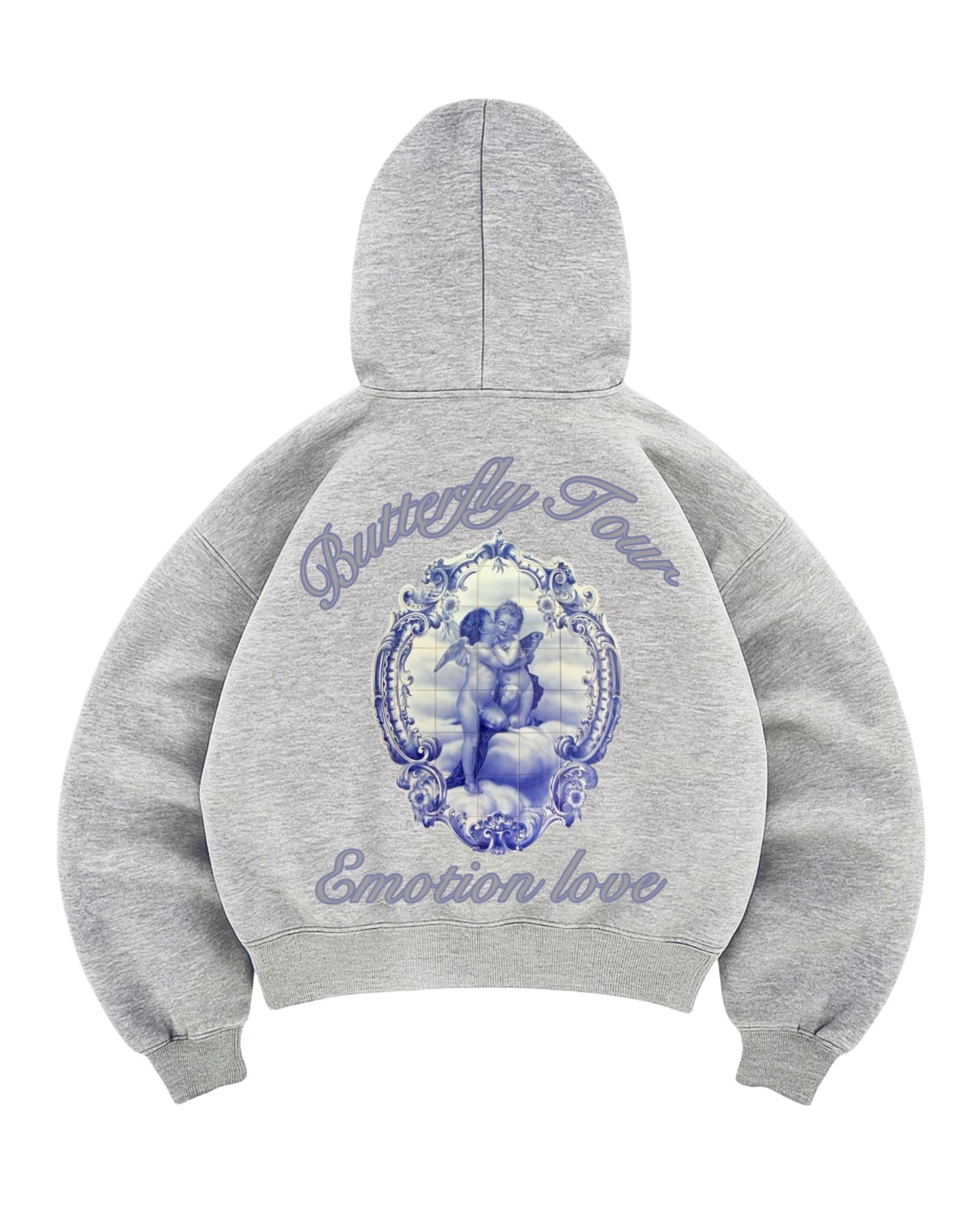 Hoodie emotion love modelo  manga globo gris