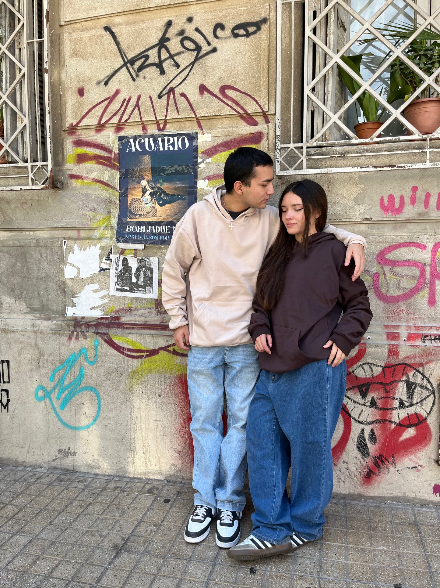 Hoodie basic marrón modelo clásico