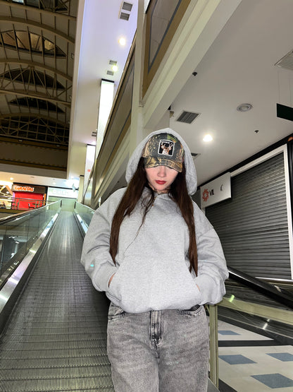 Hoodie basic gris mangas globo