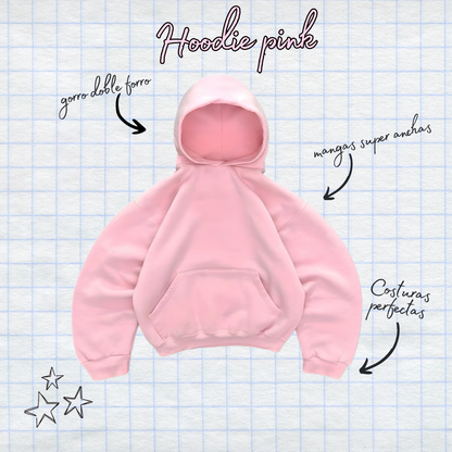 Hoodie basic rosado mangas globo