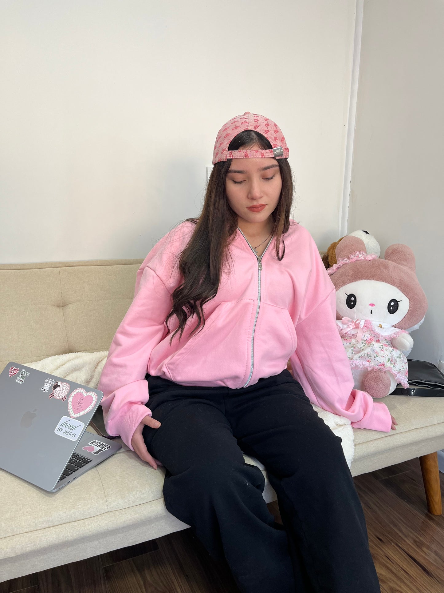 Basic Pink - Hoodie Zip Mangas Globos