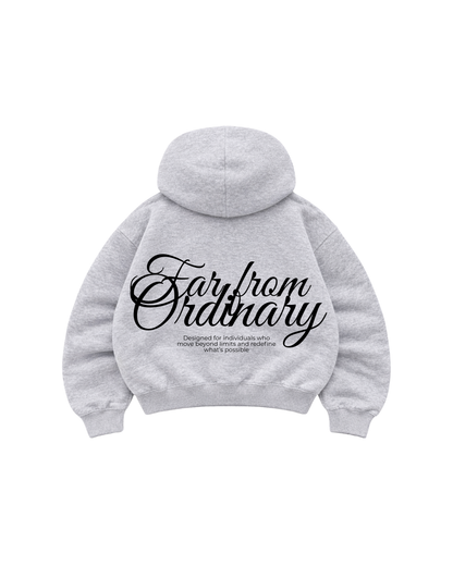 Far From Ordinary - Hoodie Zip Mangas Globo Gris
