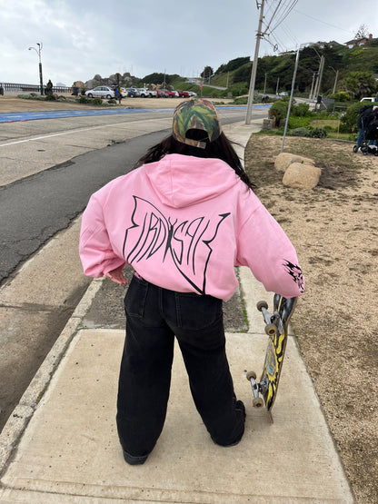 Butterfly Emblem Pink - Hoodie Mangas Globo