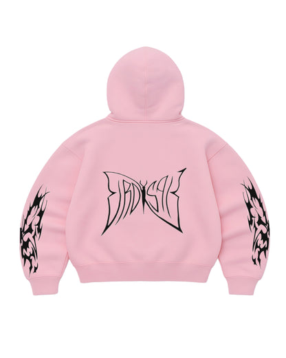 Hoodie butterfly club world modelo manga globo rosado