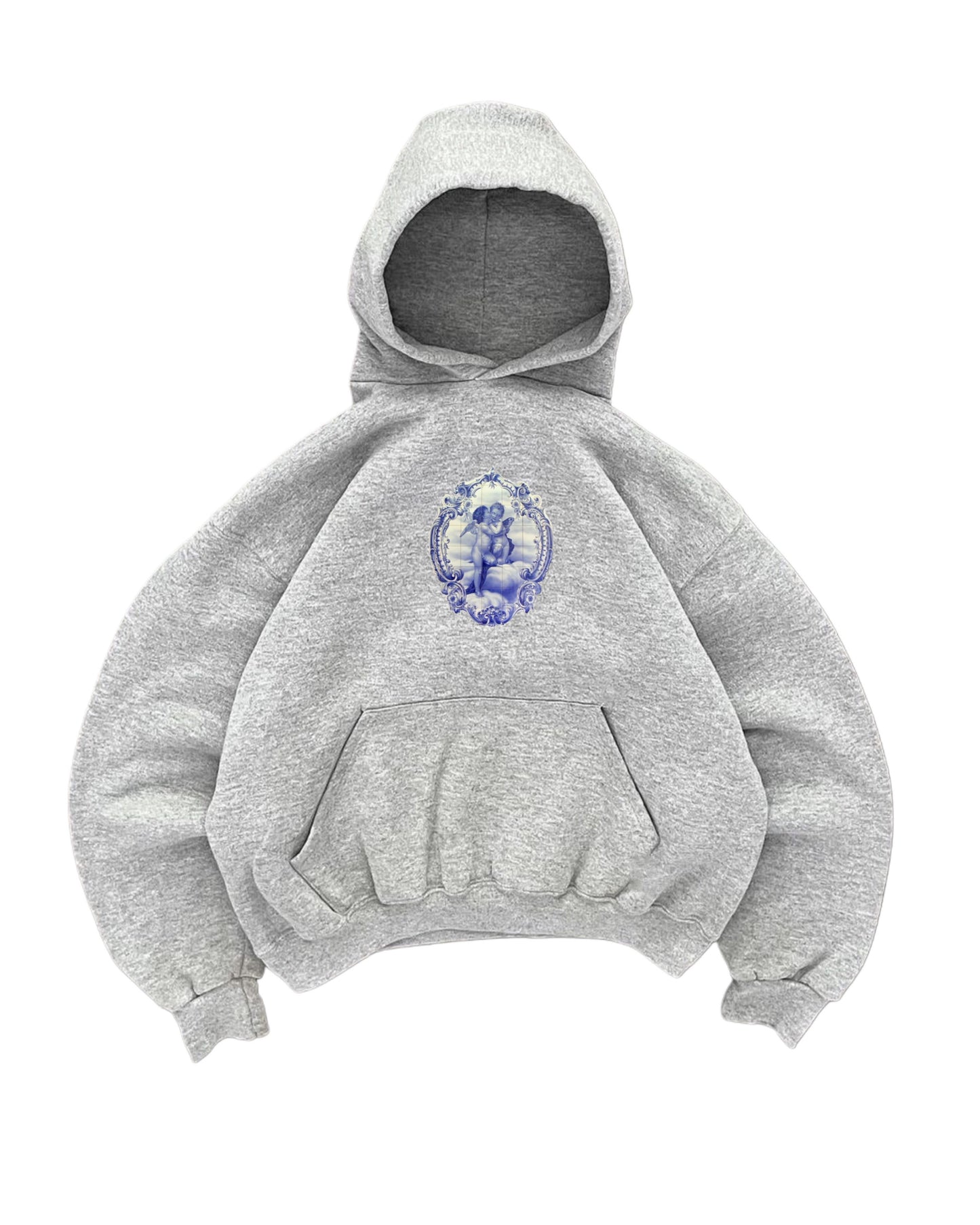 Hoodie emotion love modelo  manga globo gris