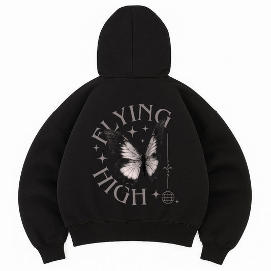 Hoodie fliyin high negro mangas globo