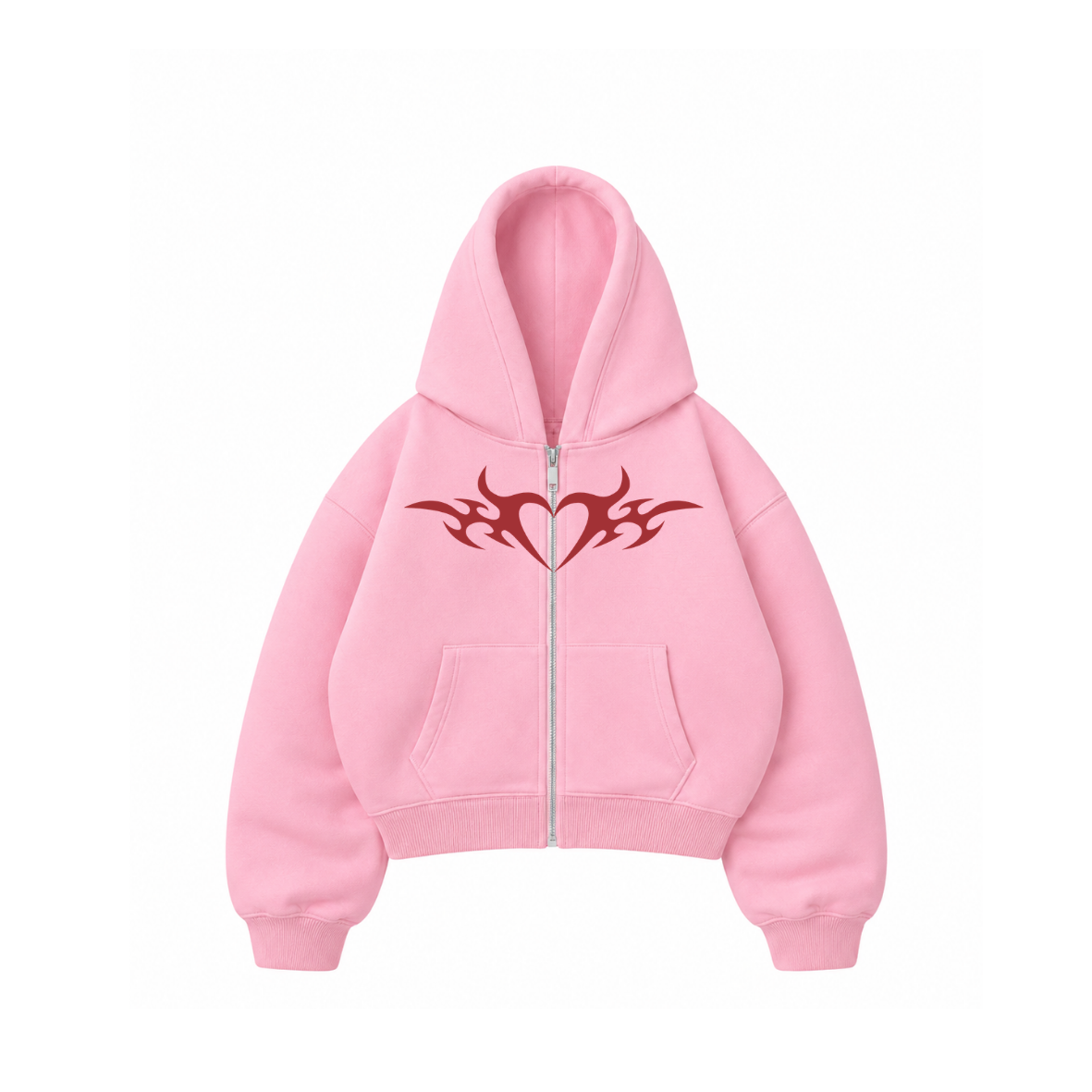 With love  - Hoodie Zip Mangas Globos pink puff