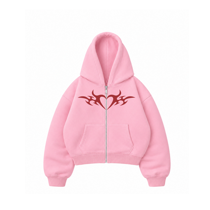 With love  - Hoodie Zip Mangas Globos pink puff