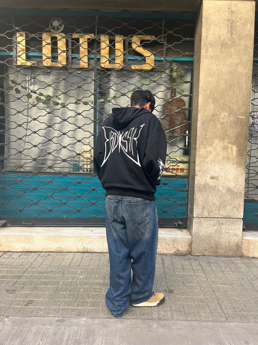 Butterfly Emblem  - Hoodie Zip Mangas Globo black