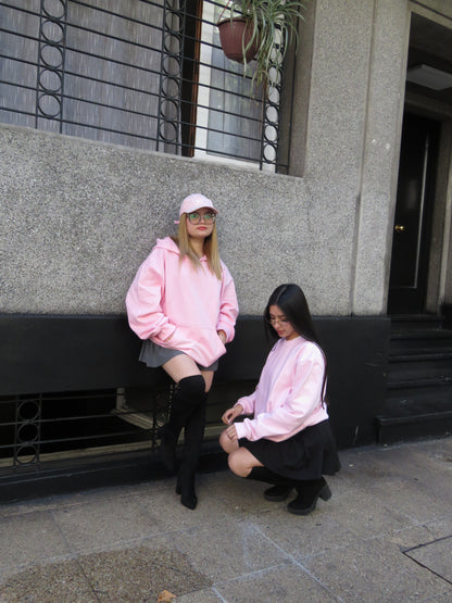 Hoodie basic pink  modelo mangas globo