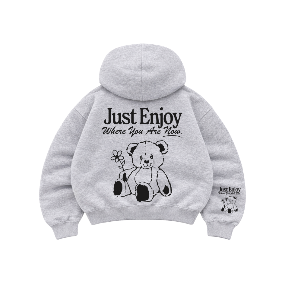 Just Enjoy - Hoodie Mangas Globo Gris