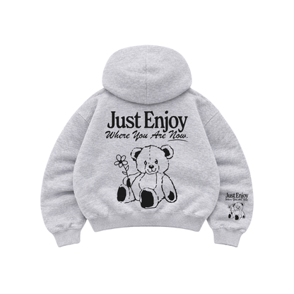 Just Enjoy - Hoodie Mangas Globo Gris