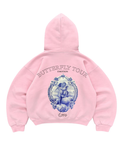 Hoodie emotion love modelo rosado manga globo
