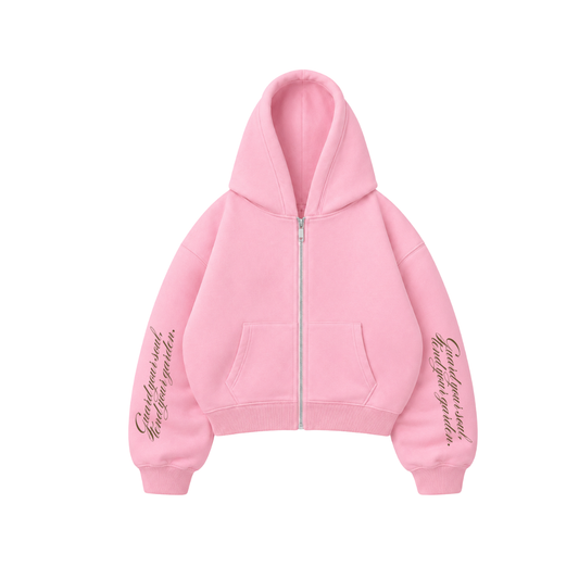 Garden drawing- Hoodie Zip Manga Globo pink