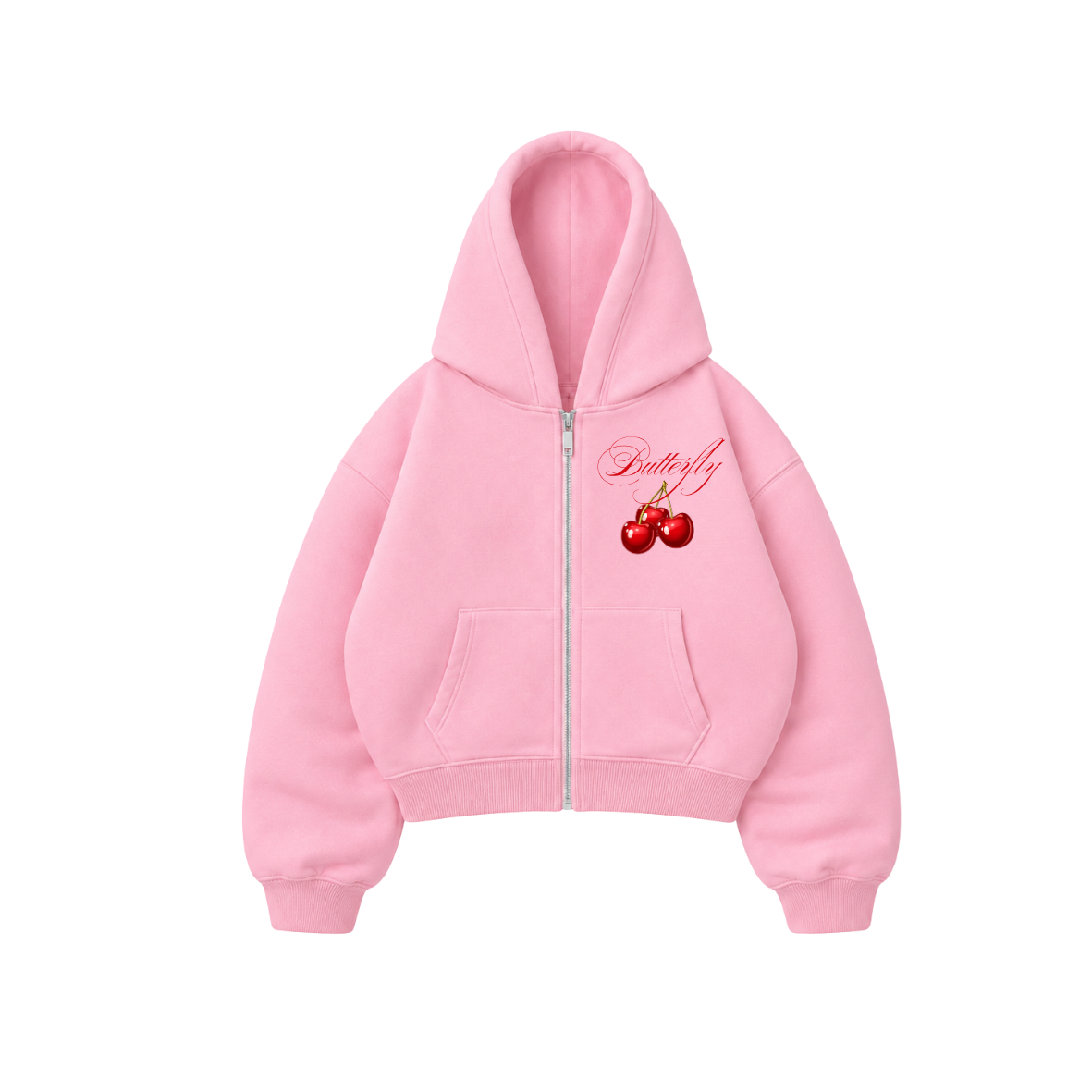 Cherry - Hoodie Zip Manga Globo pink
