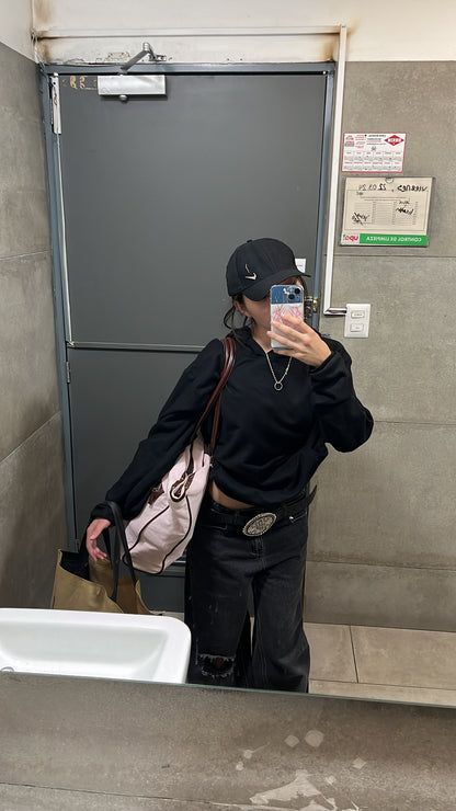 Hoodie basic negro modelo clasico★