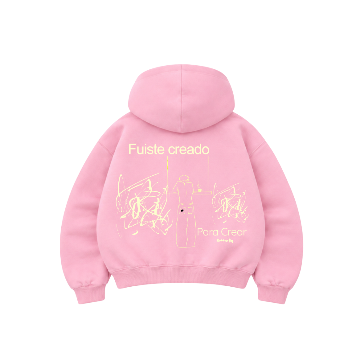 Creado para crear  - Hoodie Zip Mangas Globos pink