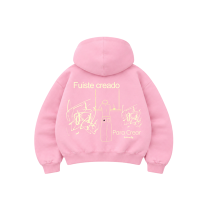 Creado para crear  - Hoodie Zip Mangas Globos pink