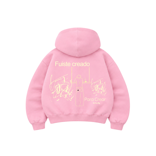 Creado para crear  - Hoodie Zip Mangas Globos pink