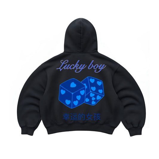 Hoodie  lucky boy modelo manga globo