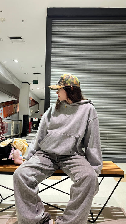 Hoodie basic gris mangas globo