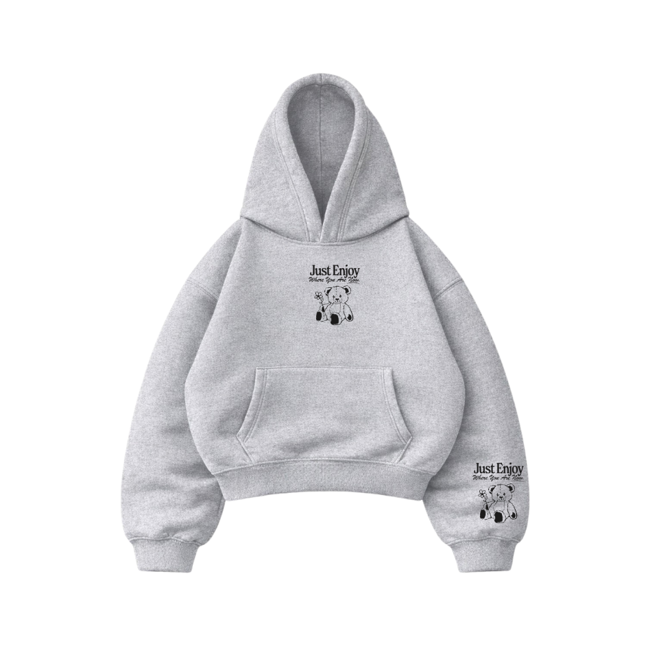 Just Enjoy - Hoodie Mangas Globo Gris