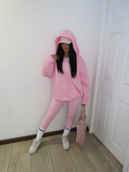 Hoodie basic rosado mangas globo