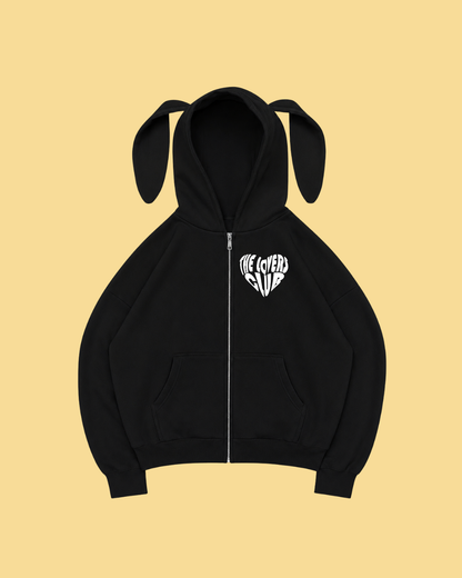 The lovers club - Hoodie Bunny black  puff