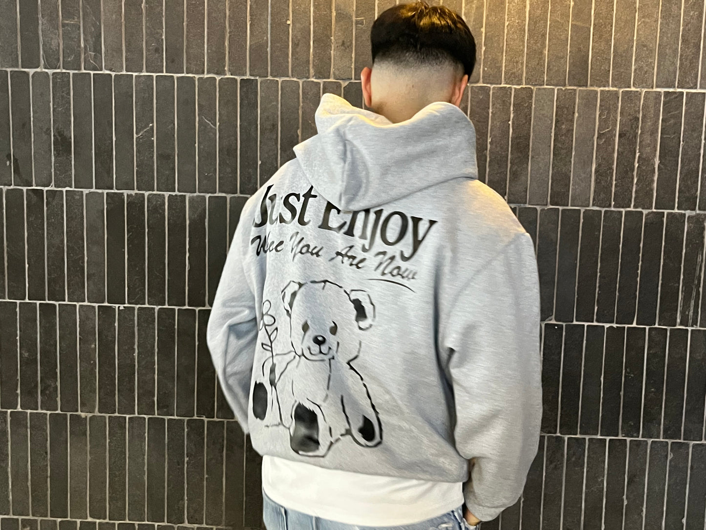 Just Enjoy - Hoodie Mangas Globo Gris