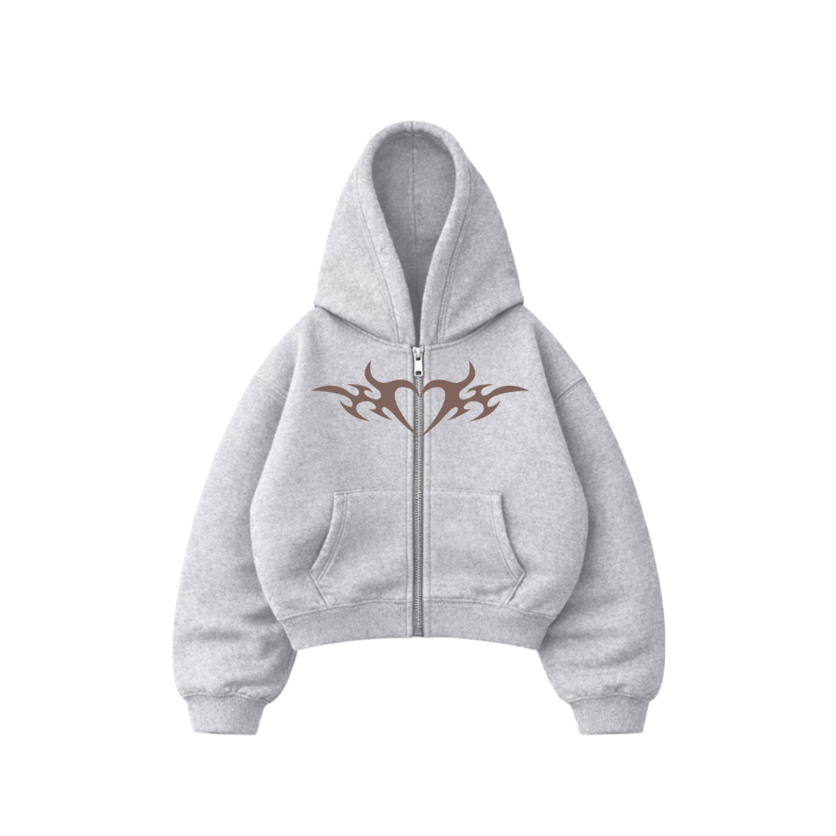 With love  - Hoodie Zip Mangas Globos grey puff