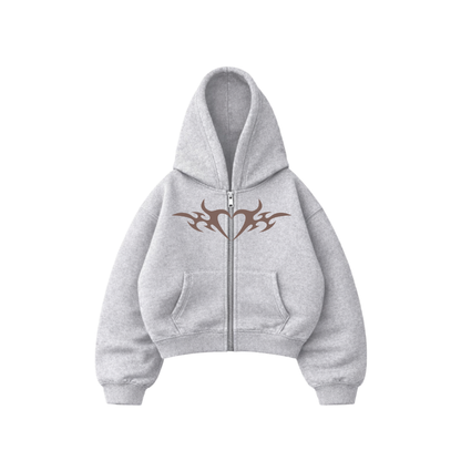 With love  - Hoodie Zip Mangas Globos grey puff