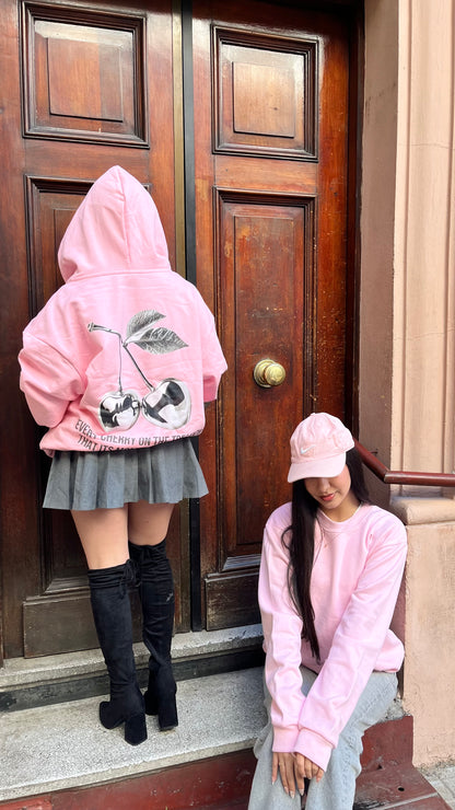 Hoodie cherry modelo clásico rosado pastel