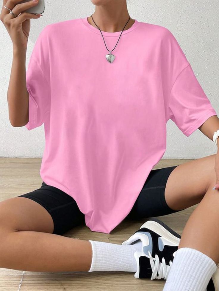 t-shirt basic rosada modelo recto