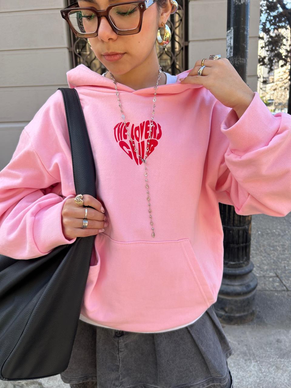 Hoodie the lovers club modelo manga globo pink